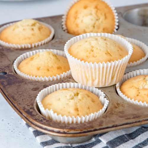 Freshly baked vanilla muffins